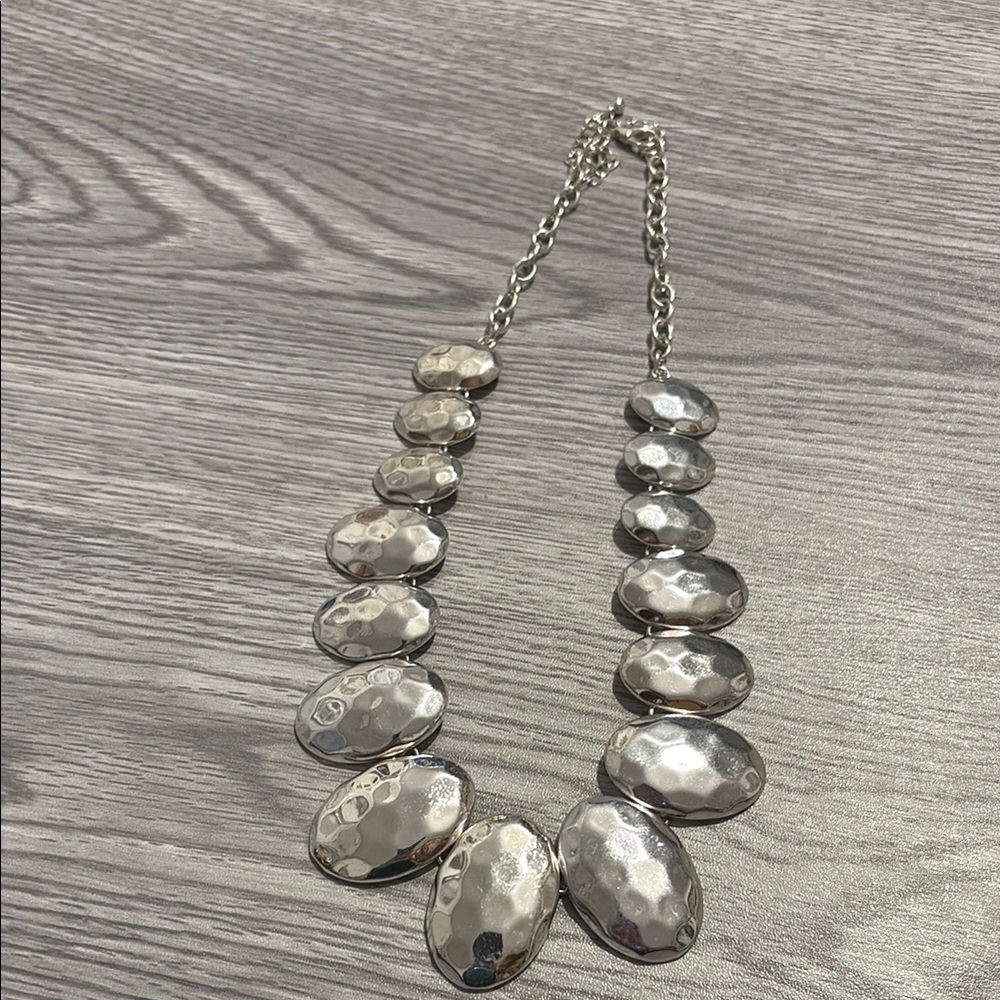Vintage Silver Statement Necklace with Geometric Beads